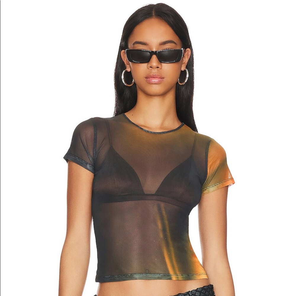 Miaou Orange and Black Crop Top